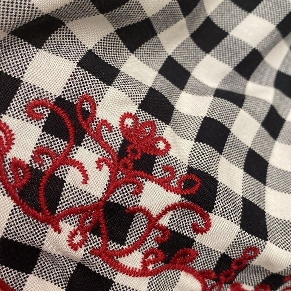 Torrid Sz 4 Gingham check Midi Dress Womens Ruffled Embroidered country Ruffles - Picture 7 of 10